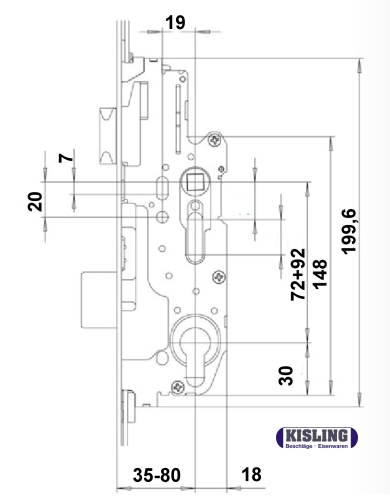 Mehrfachverriegelung 35 40 45 55 65 80 D Fuhr GU KFV Winkhaus 16 20 U24x6 72 92